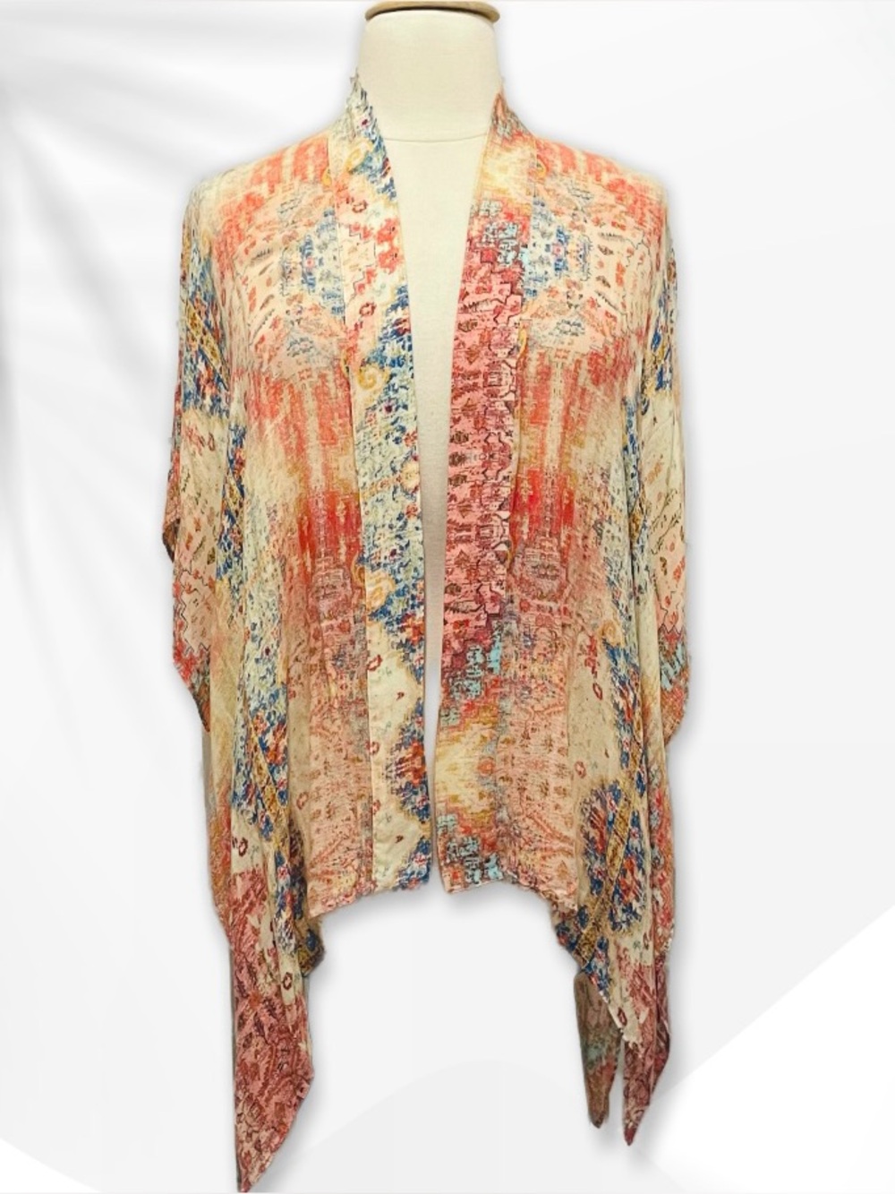 Chico’s Brushed Rayon Abstract Patterned Kimono S/M